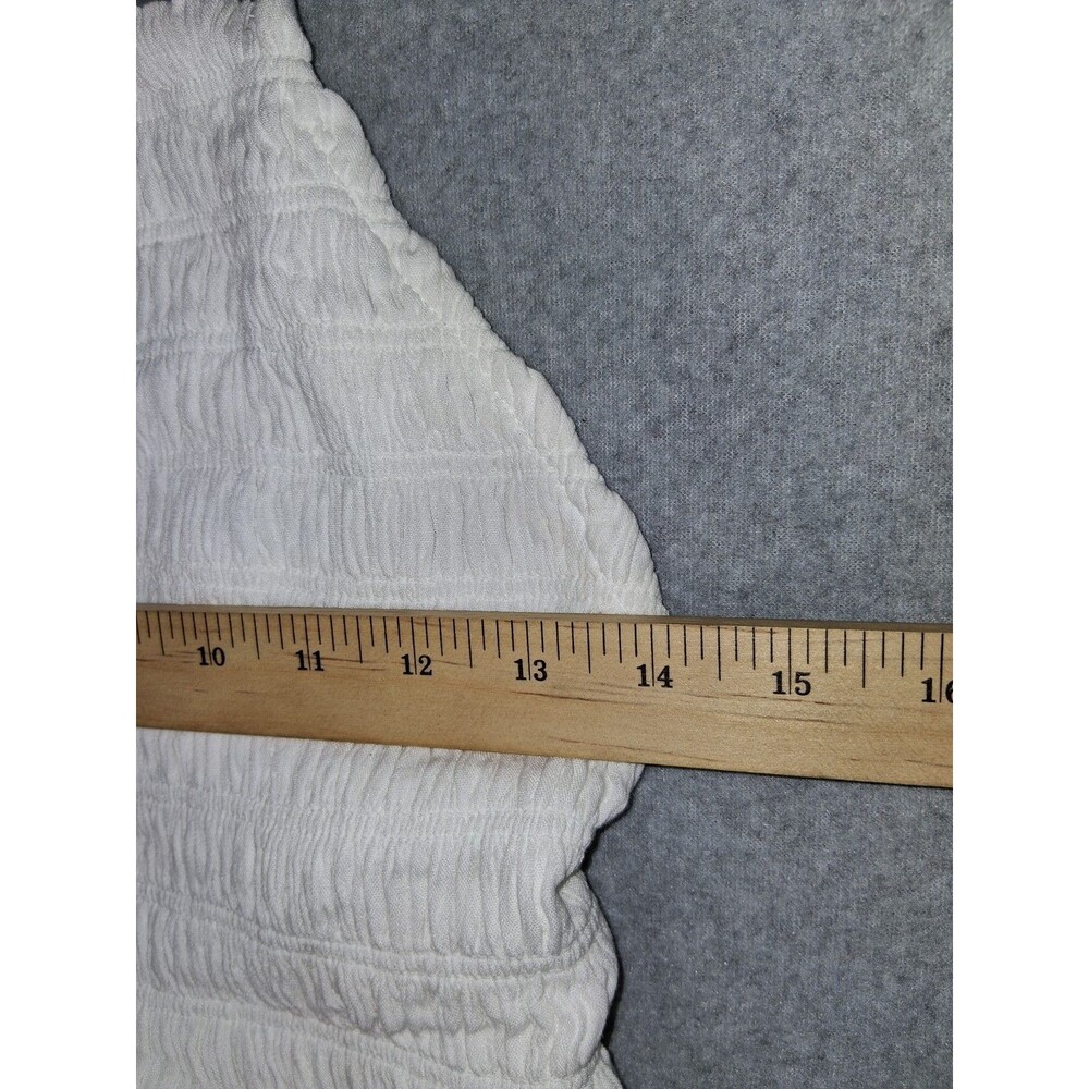 Z Supply Smocked tiered Crinkle Gauze Maxi Dress Size L White Cottagecore Boho - Picture 7 of 12
